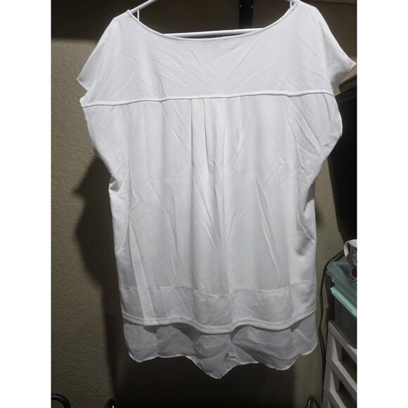 Tommy Hilfiger White Flowy Blouse Shirt Women's XL Short Sleeve Business Casual - Picture 5 of 5
